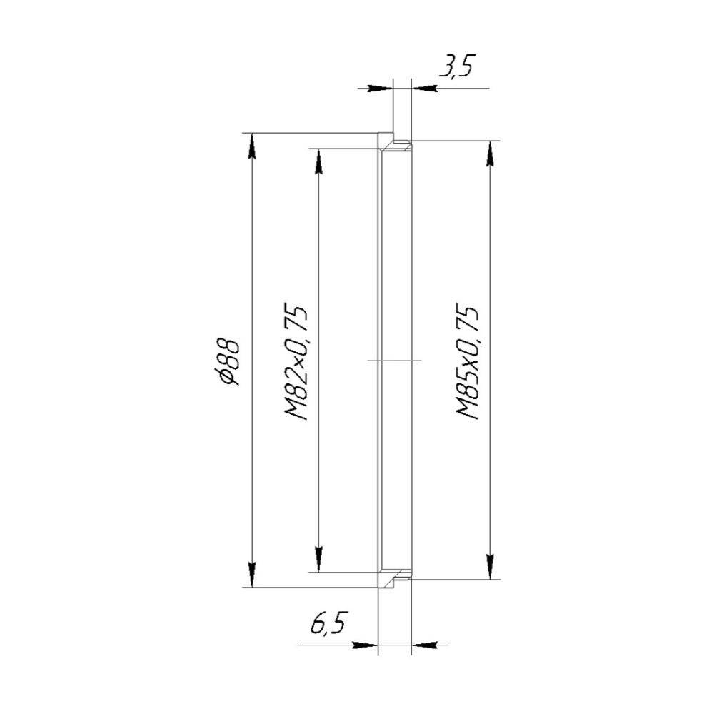 M85x0.75 male to M82x0.75 female thread adapter