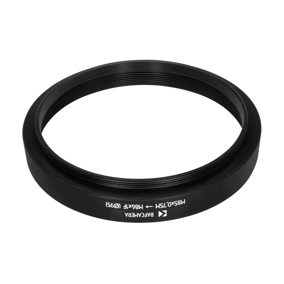 M85x0.75 male to M86x1 female thread adapter with 95mm outer diameter