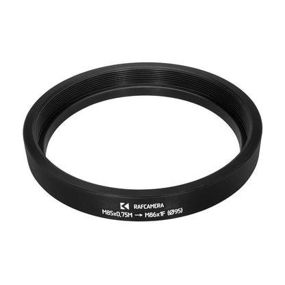 M85x0.75 male to M86x1 female thread adapter with 95mm outer diameter