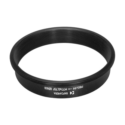 M85x1 male to M77x0.75 female thread adapter with 80mm outer diameter