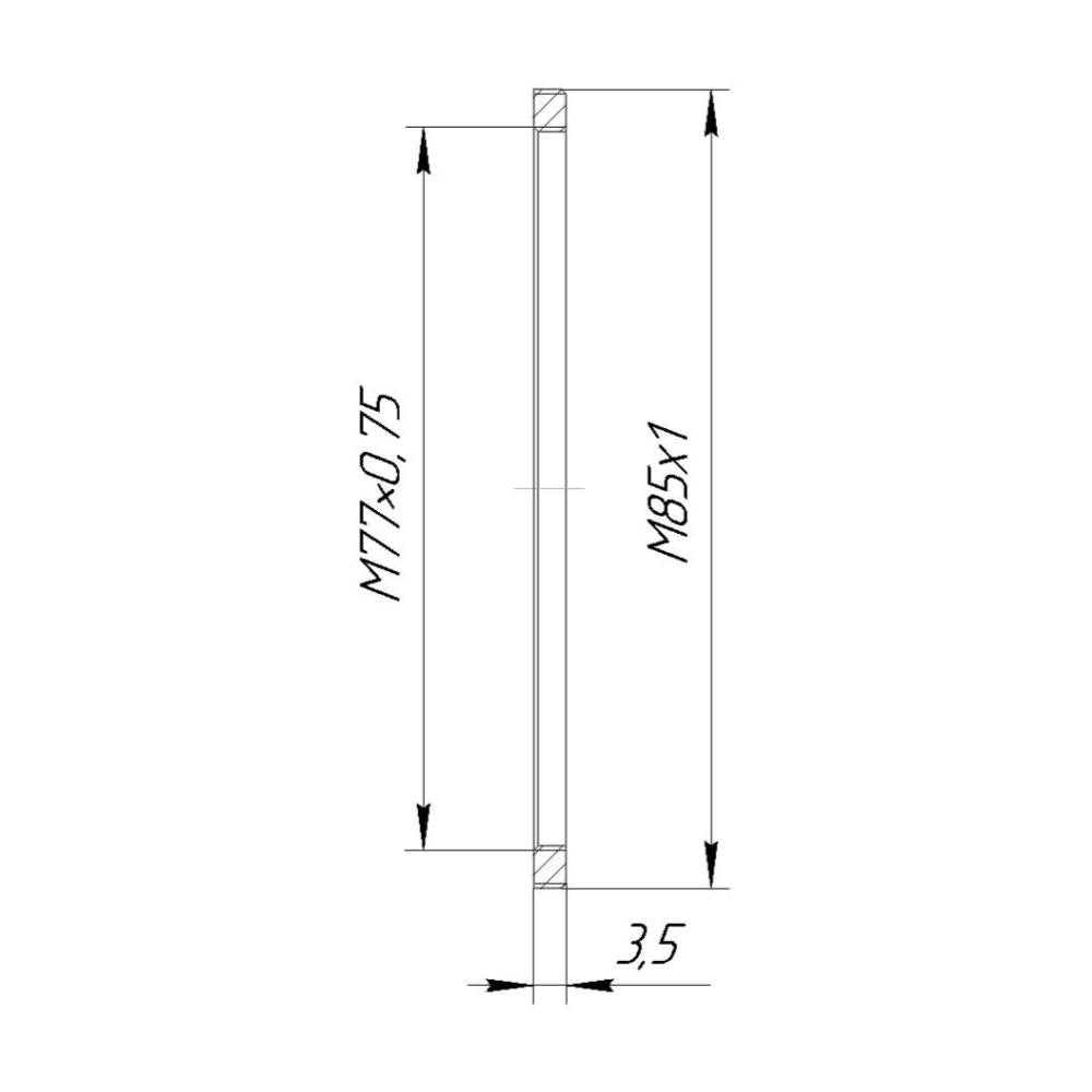 M85x1 male to M77x0.75 female thread adapter (filter step-down ring), flangeless