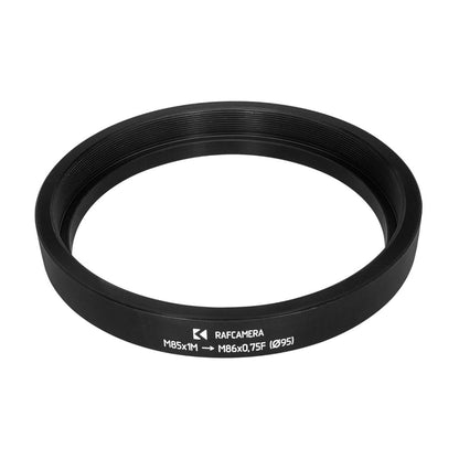 M85x1 male to M86x0.75 female thread adapter with 95mm outer diameter