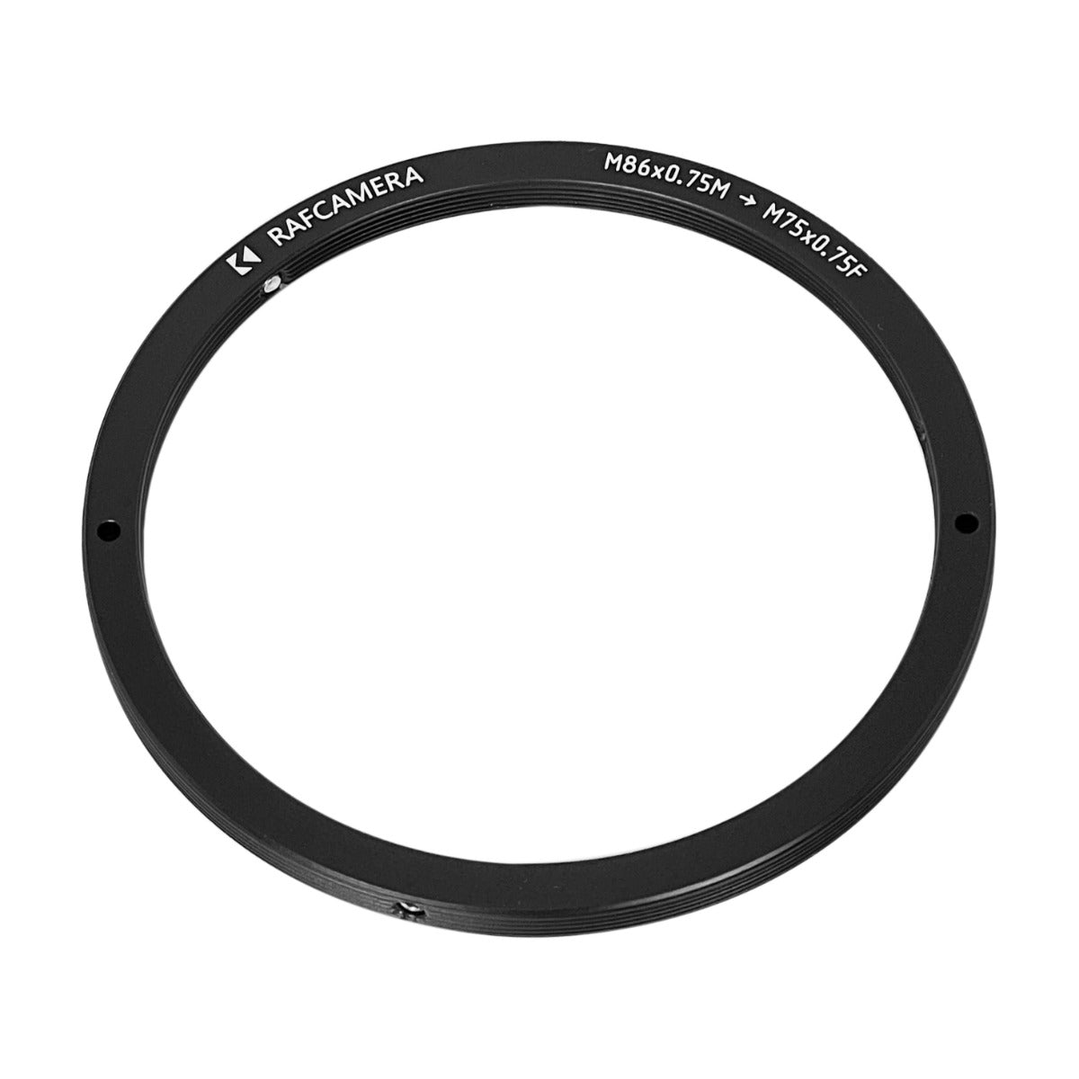 M86x0.75 male to M75x0.75 female thread adapter, flangeless