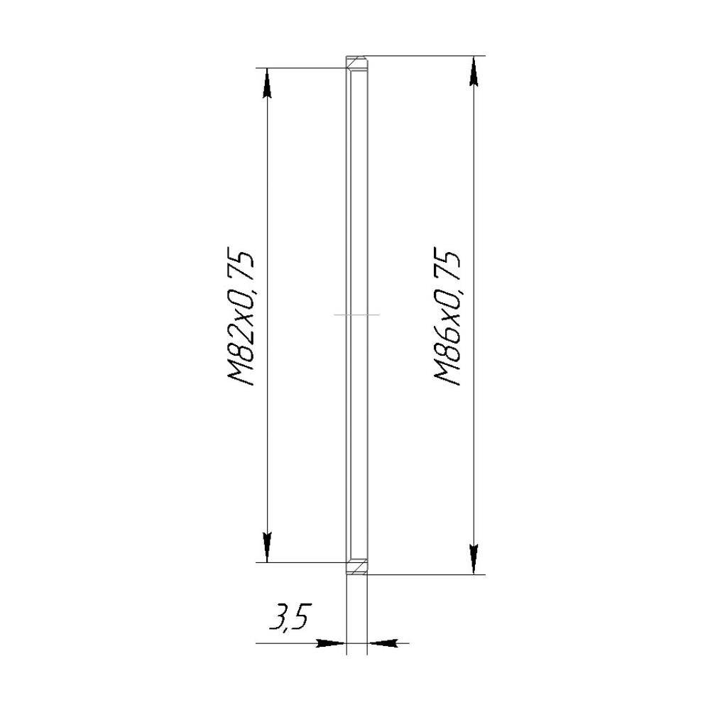 M86x0.75 male to M82x0.75 female thread adapter, flangeless