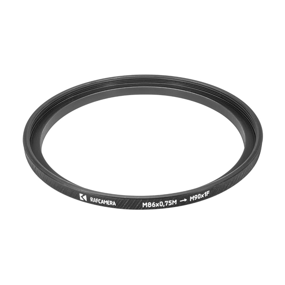 M86x0.75 male to M90x1 female thread adapter (86mm to 90mm Step-Up Ring)