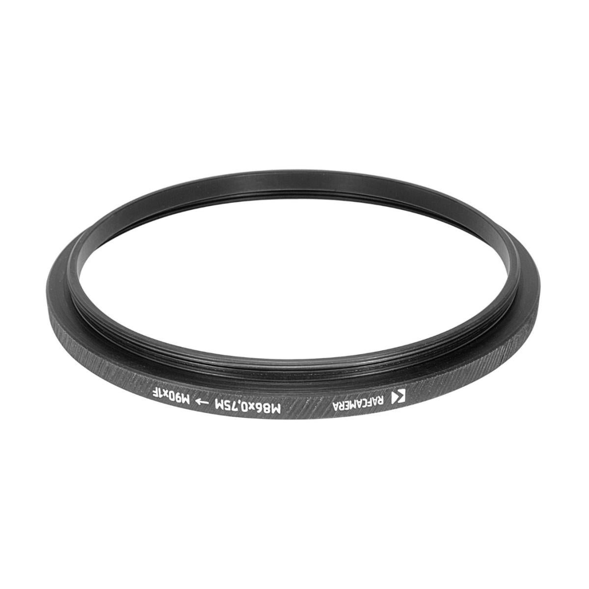 M86x0.75 male to M90x1 female thread adapter (86mm to 90mm Step-Up Ring)