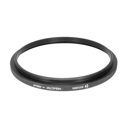 M86x0.75 male to M90x1 female thread adapter (86mm to 90mm Step-Up Ring)