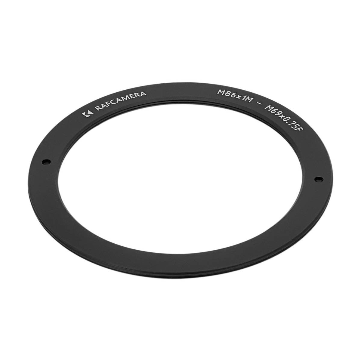 M86x1 male to M69x0.75 female thread adapter, flangeless