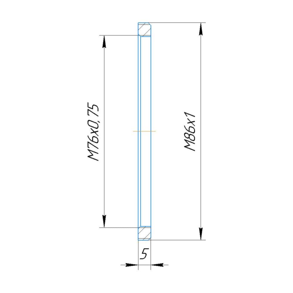 M86x1 male to M76x0.75 female thread adapter (86mm to 76mm step-down ring)
