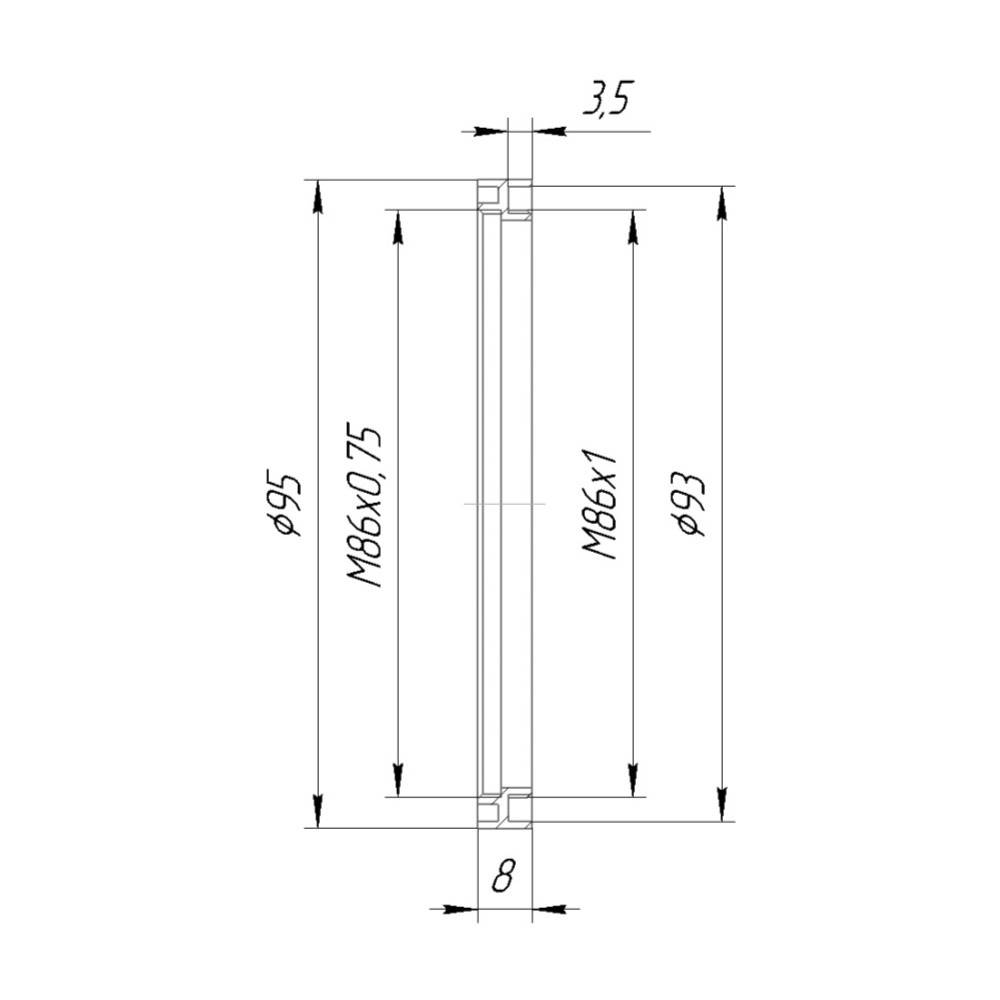 M86x1 male to M86x0.75 female thread adapter