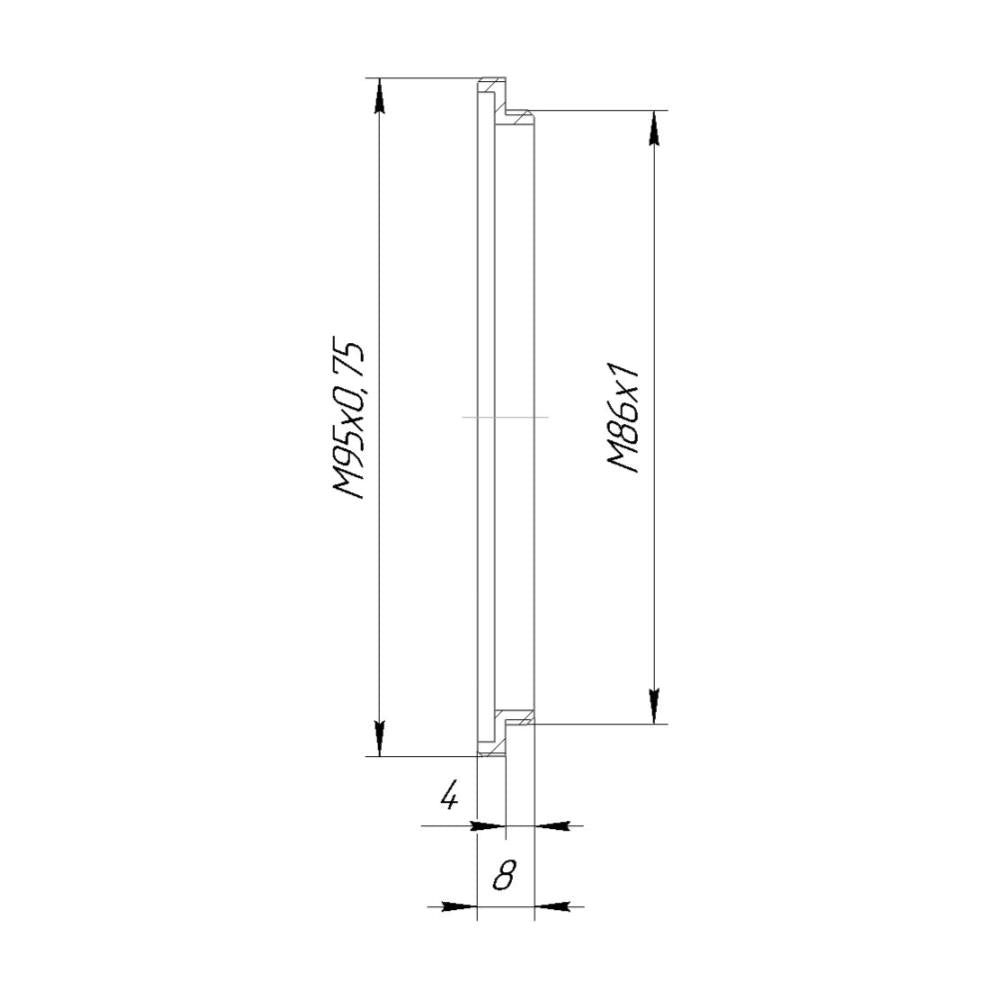 M86x1 male to M95x0.75 male thread adapter for Rapido FVD-35A