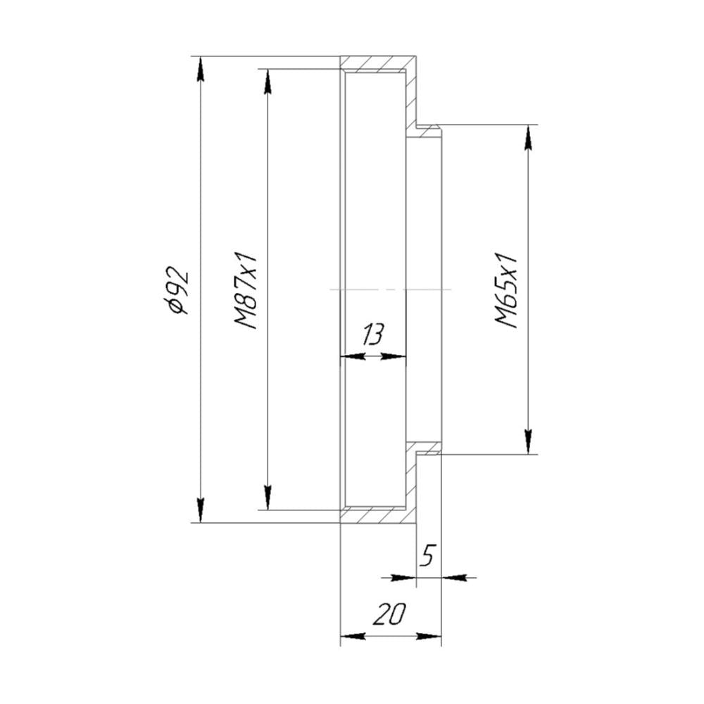 M87x1 female to M65x1 male thread adapter