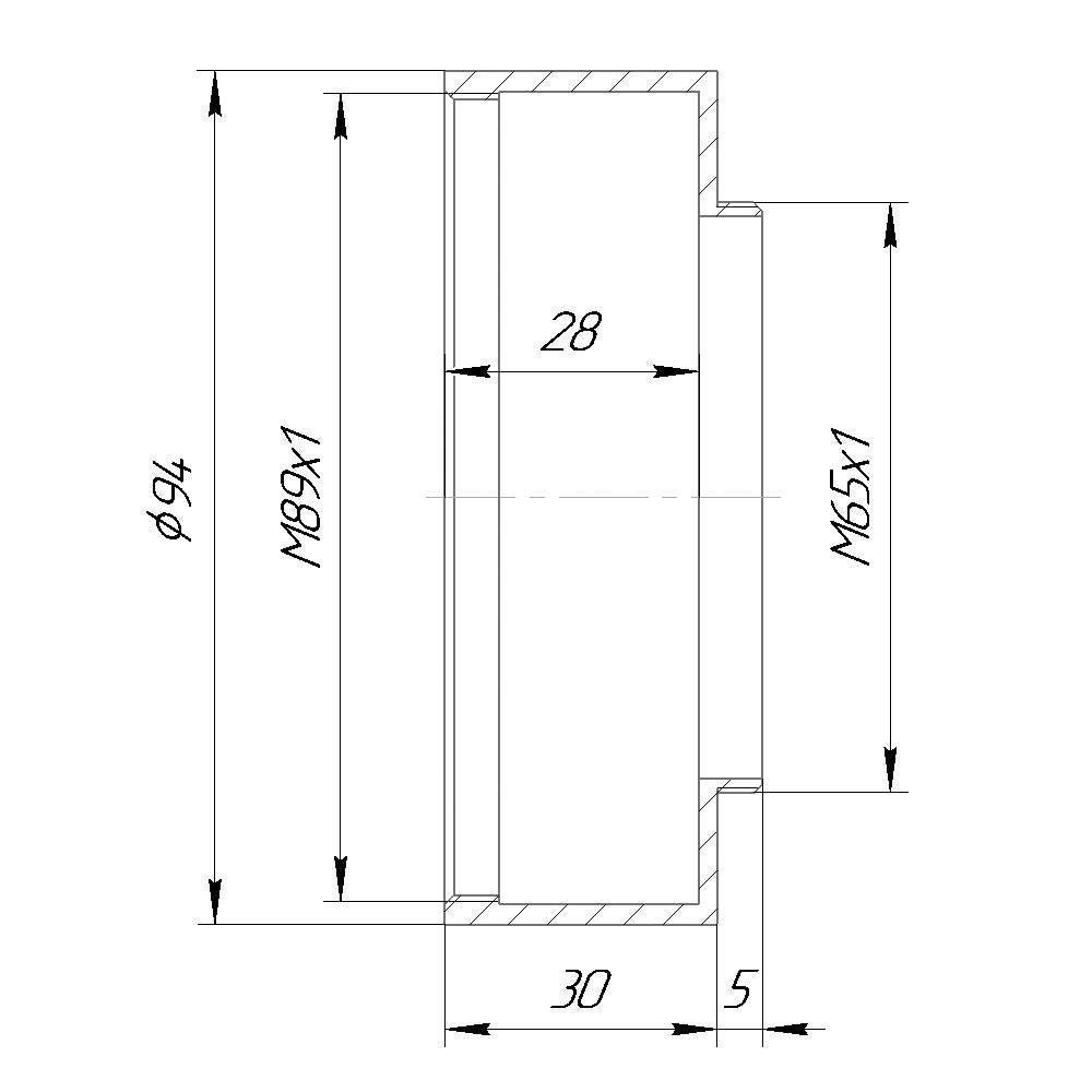 M89x1 female to M65x1 male thread adapter for Doppel Plasmat 4/270mm lens