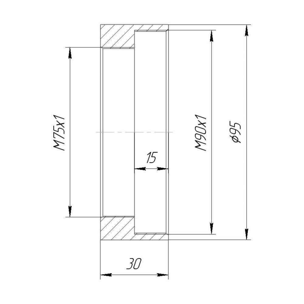 M90x1 female to M75x1 female thread adapter