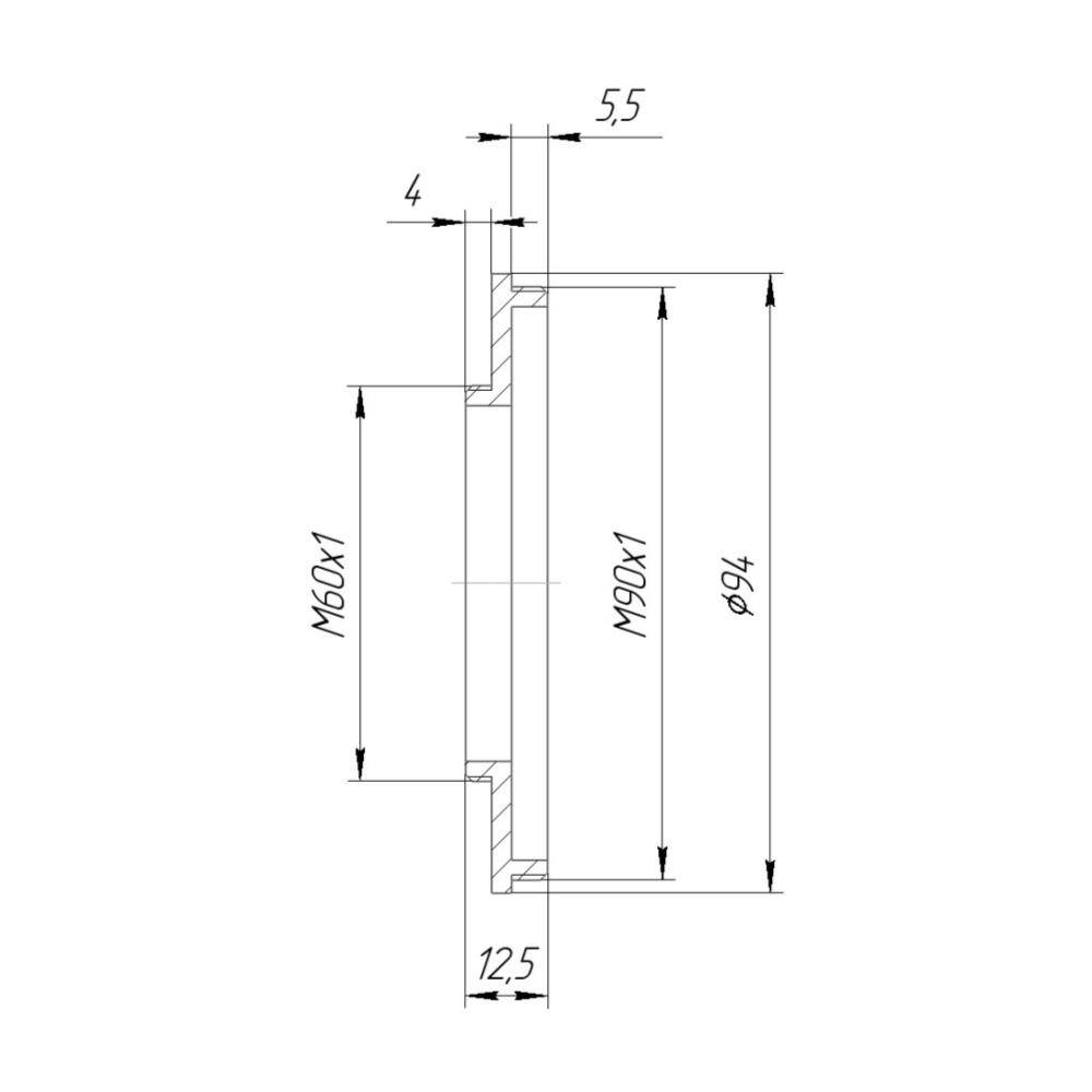 M90x1 male to M60x1 male thread adapter for Lunt