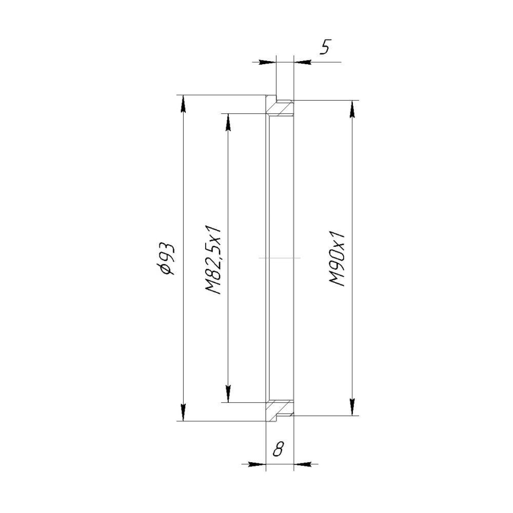 M90x1 male to M82.5x1 female thread adapter