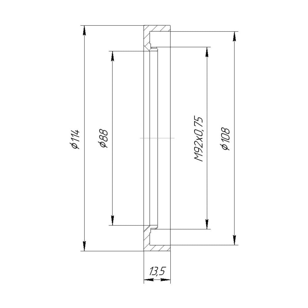 M92x0.75 male thread to 114mm outer diameter adapter for matte box