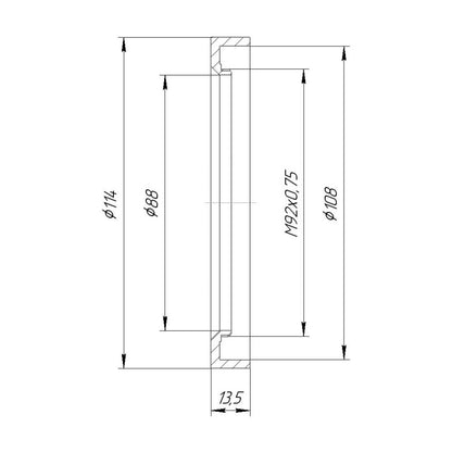 M92x0.75 male thread to 114mm outer diameter adapter for matte box
