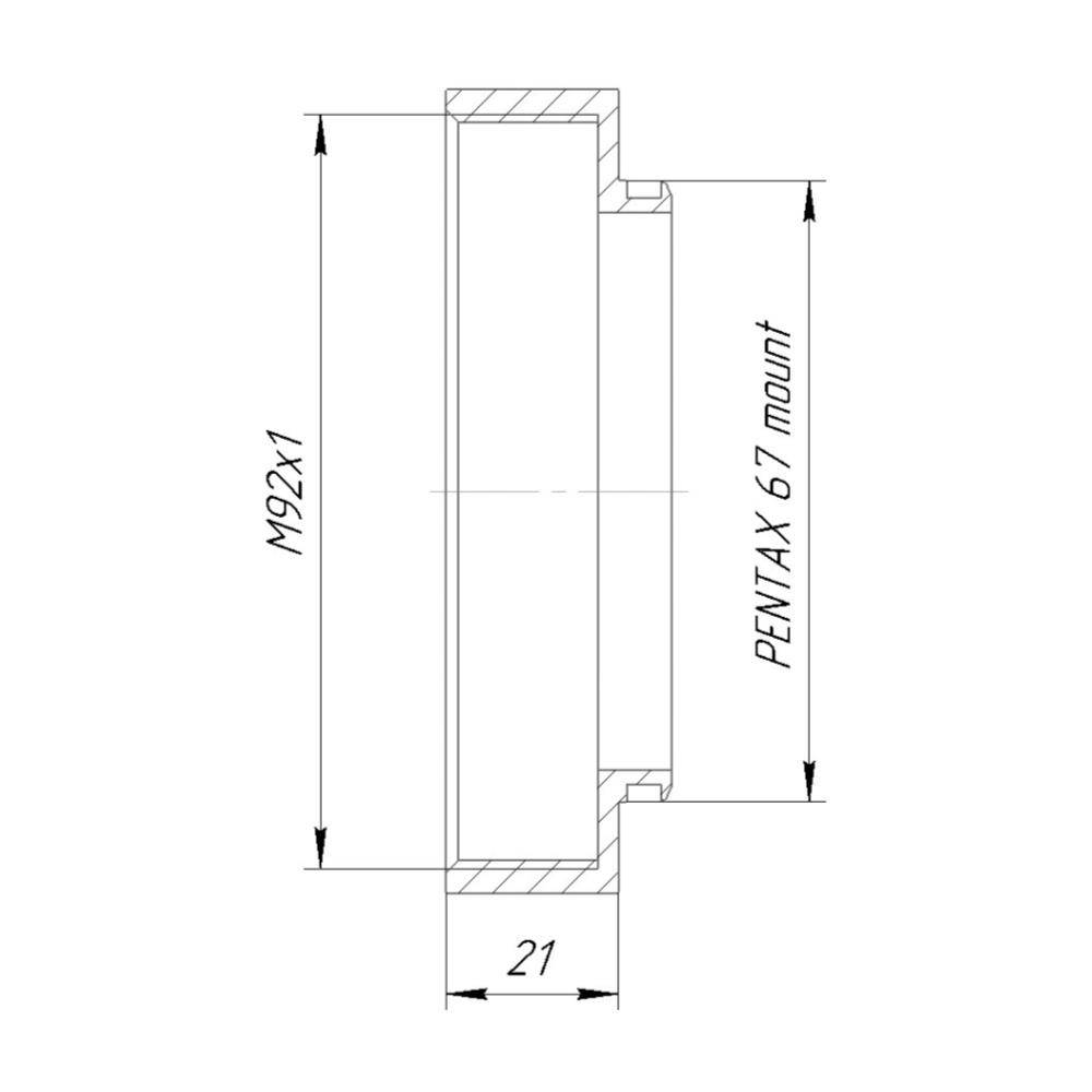 M92x1 female thread to Pentax 67 camera mount adapter