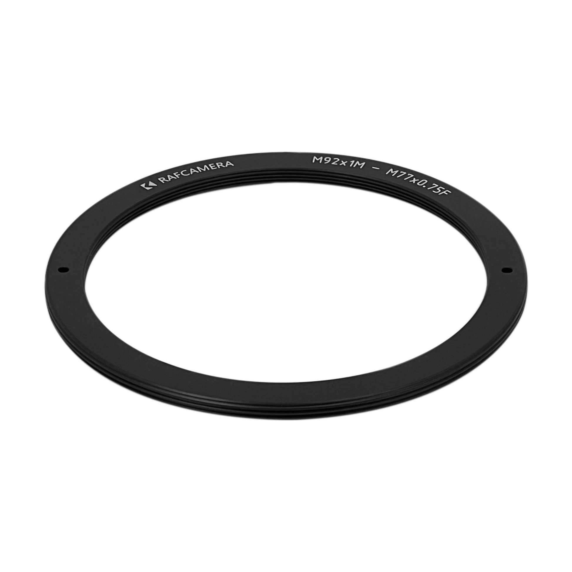 M92x1 male to M77x0.75 female thread adapter, flangeless