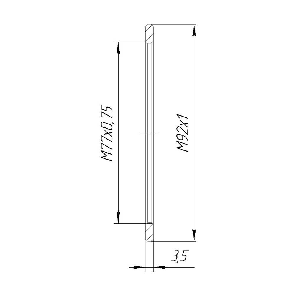 M92x1 male to M77x0.75 female thread adapter, flangeless
