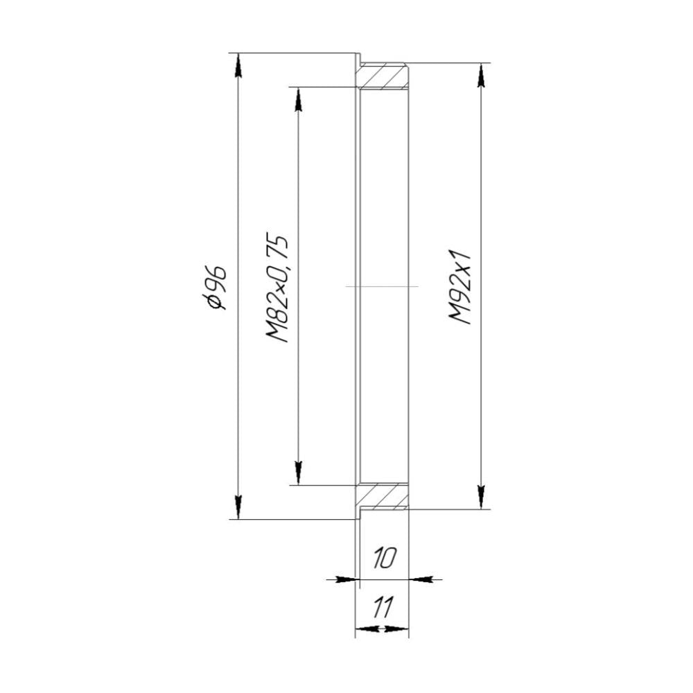M92x1 male to M82x0.75 female thread adapter (92mm to 82mm step-down ring)