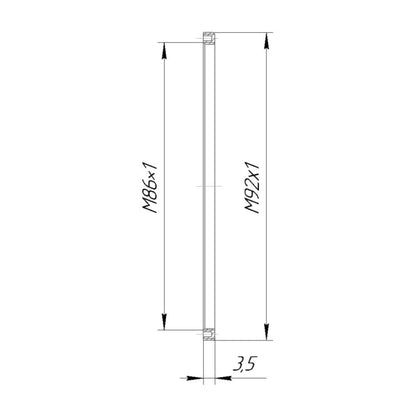 M92x1 male to M86x1 female thread adapter (92mm to 86mm step-down ring), flat