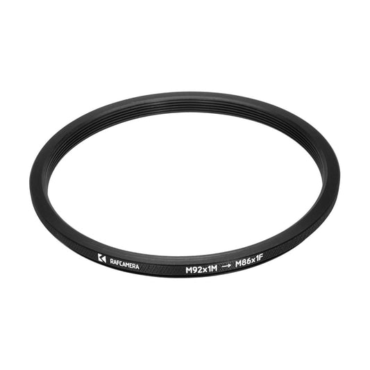 M92x1 male to M86x1 female thread adapter (92mm to 86mm step-down ring)