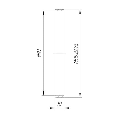 M95x0.75 male to M95x0.75 male thread adapter (10mm long tube)