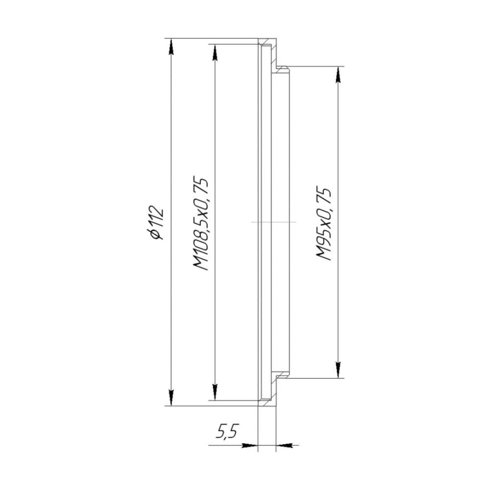 M95x0.75 male to M108.5x0.75 female thread adapter (step-up ring) for Angenieux 25-250mm lens (10x25 T2)