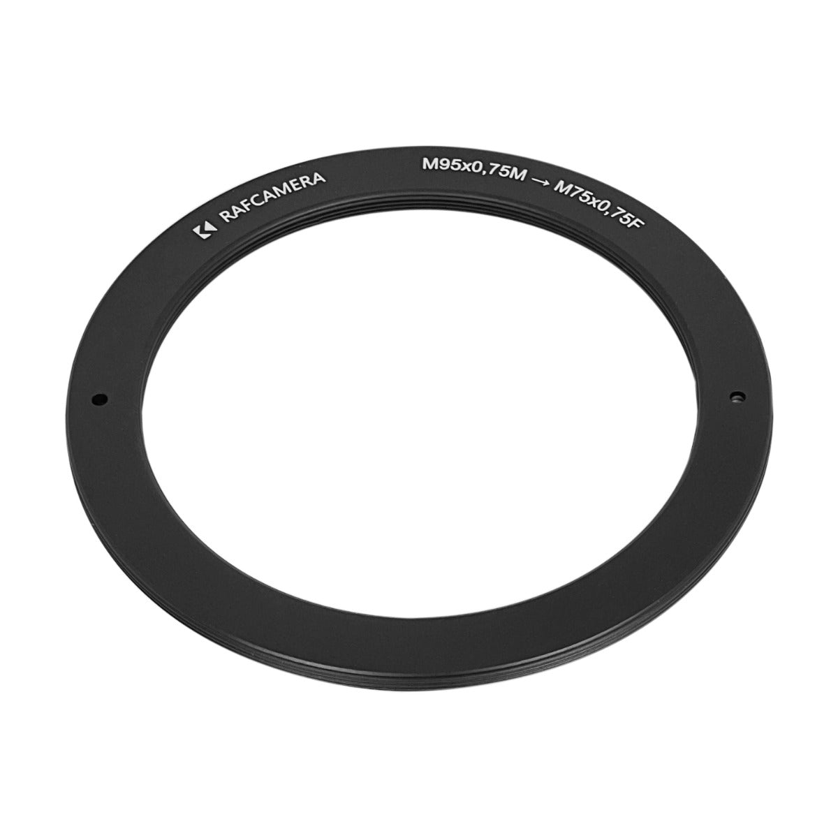 M95x0.75 male to M75x0.75 female thread adapter, flangeless