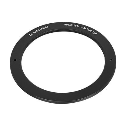 M95x0.75 male to M75x0.75 female thread adapter, flangeless