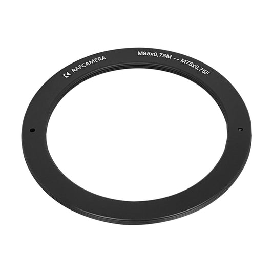 M95x0.75 male to M75x0.75 female thread adapter, flangeless