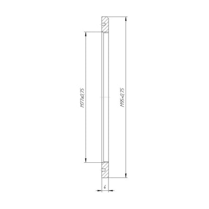 M95x0.75 male to M77x0.75 female adapter (95mm to 77mm step-down ring)