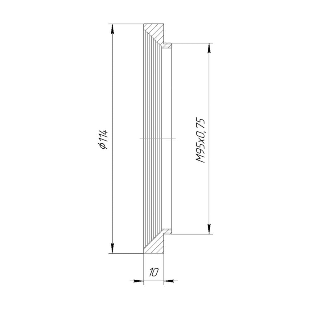 M95x0.75 male thread to 114mm outer diameter adapter