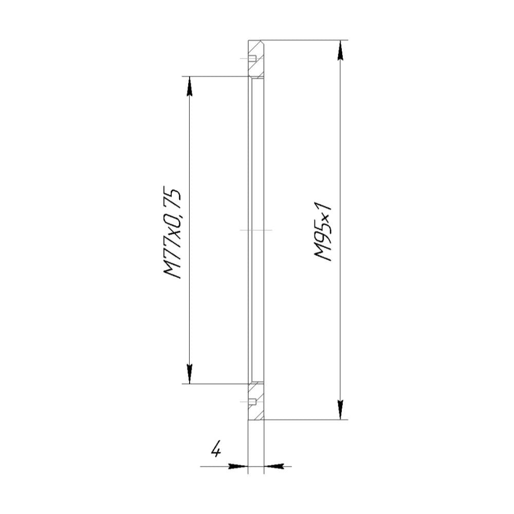 M95x1 male to M77x0.75 female adapter (95mm to 77mm step-down ring)