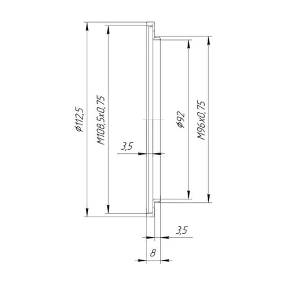M96x0.75 male to M108.5x0.75 female thread adapter for Angenieux 3.5/12-240mm