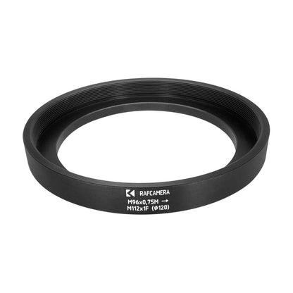 M96x0.75 male to M112x1 female thread adapter (step-up ring)