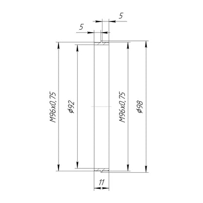 M96x0.75 male to M96x0.75 male thread adapter