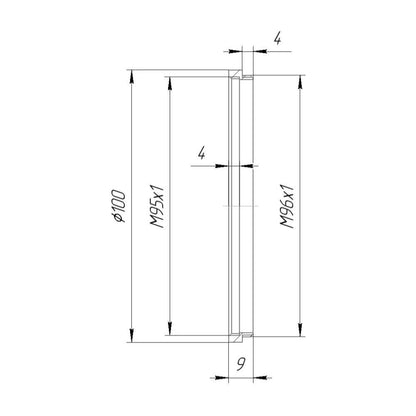 M96x1 male to M95x1 female thread adapter