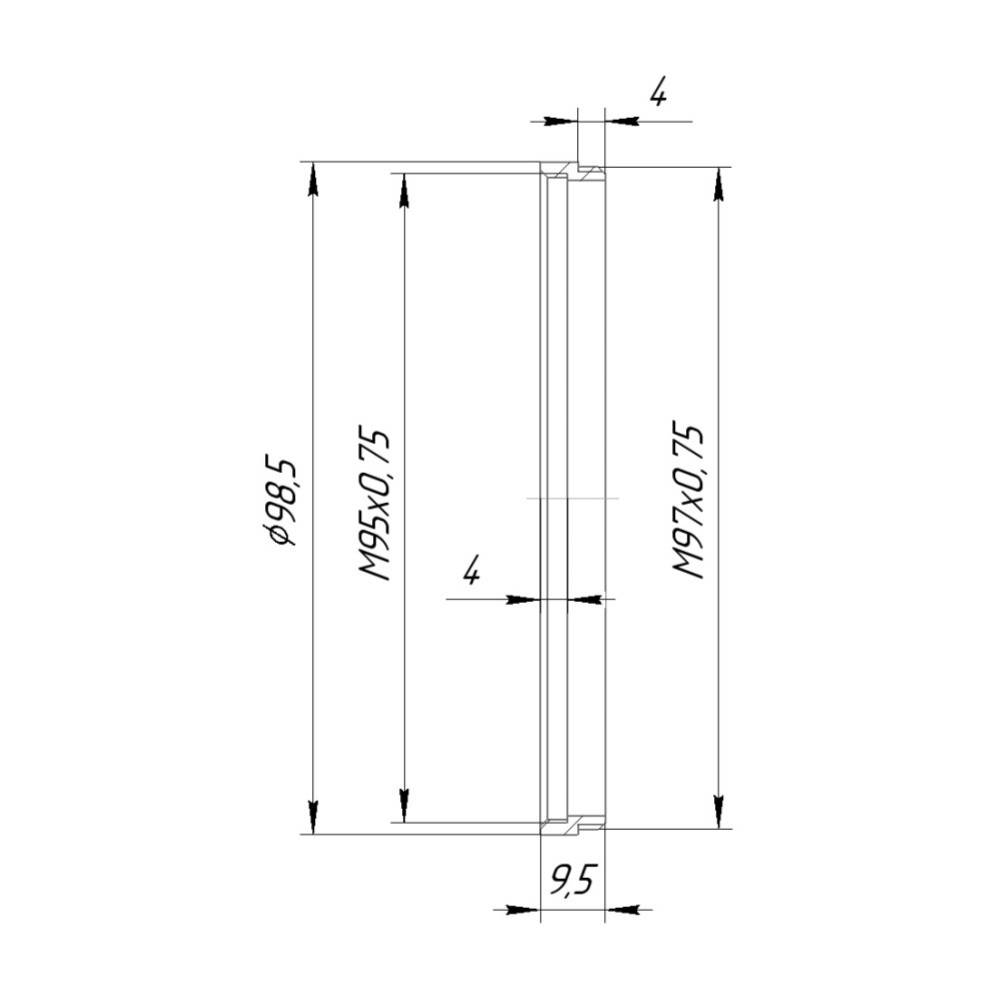 M97x0.75 male to M95x0.75 female thread adapter (step ring)