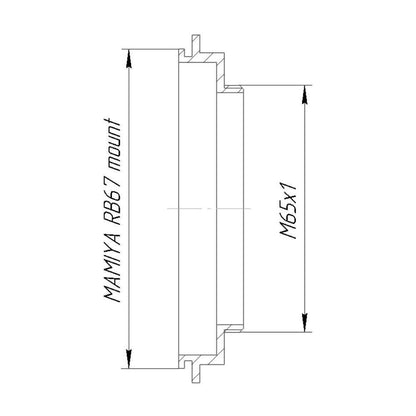 Mamiya RB67 lens to M65x1 male thread adapter