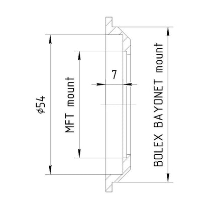 MFT lens to Bolex Bayonet camera mount adapter
