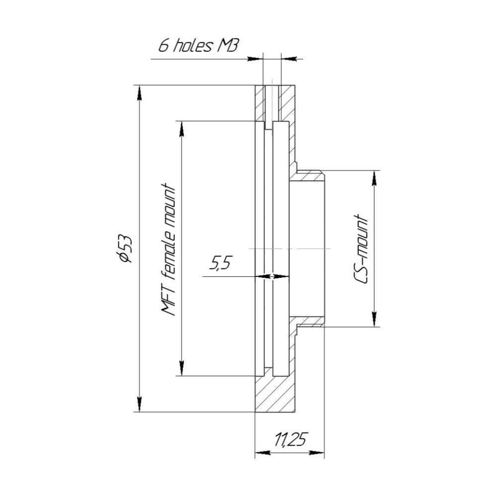 MFT lens to CS-mount camera adapter