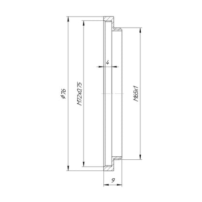 M65x1 male to M72x0.75 female thread adapter