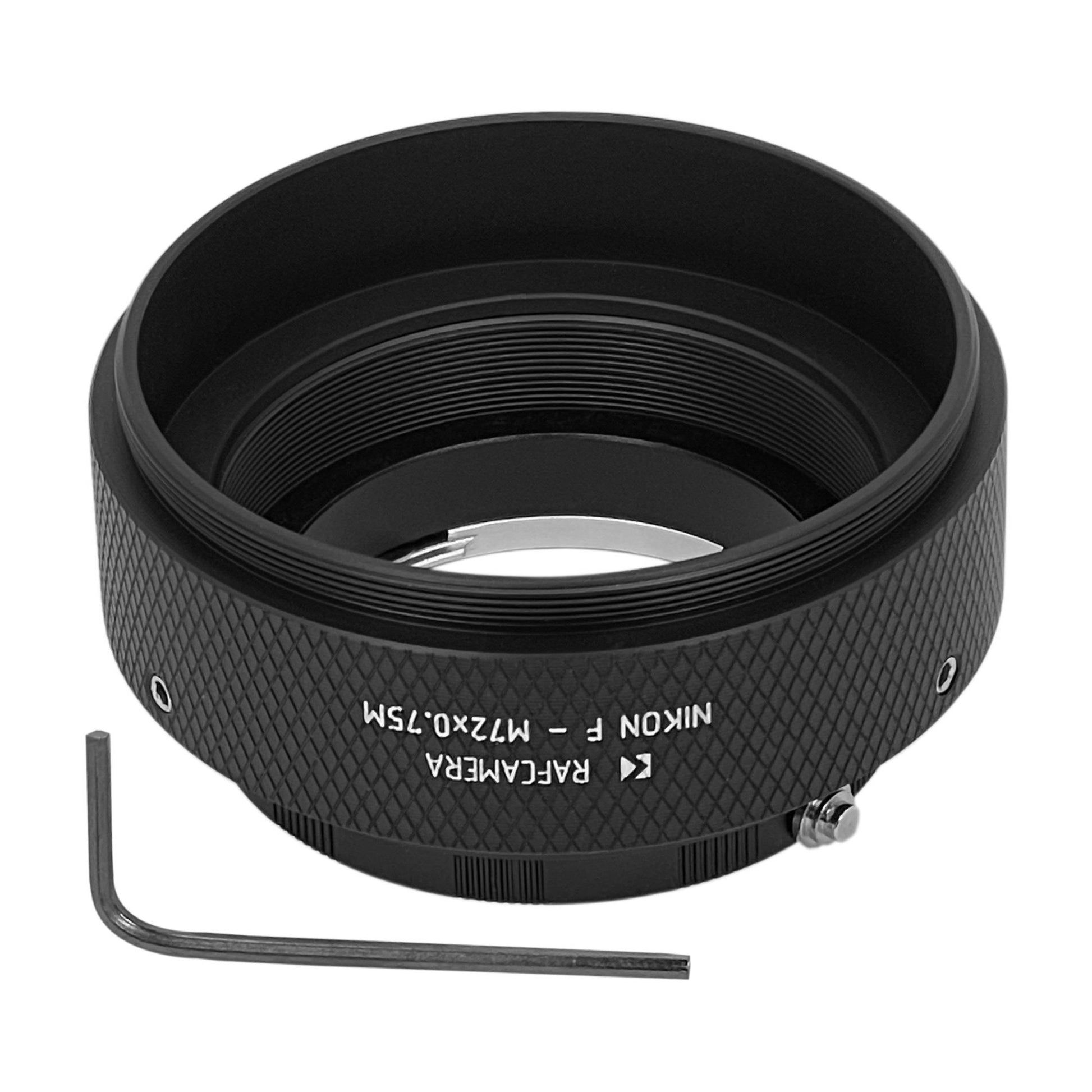Nikon F lens to M72x0.75 male thread adapter