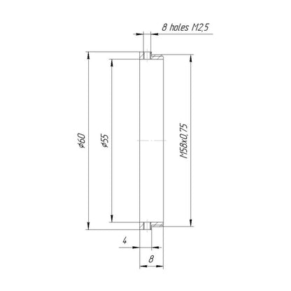 Nikon Z lens to M58x0.75 male thread adapter
