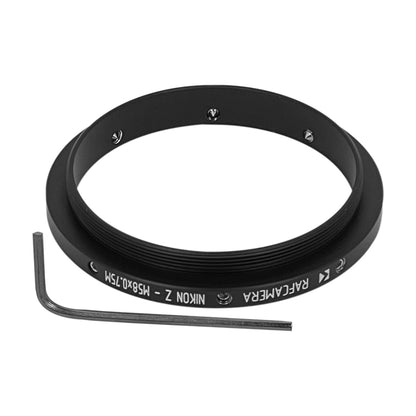 Nikon Z lens to M58x0.75 male thread adapter