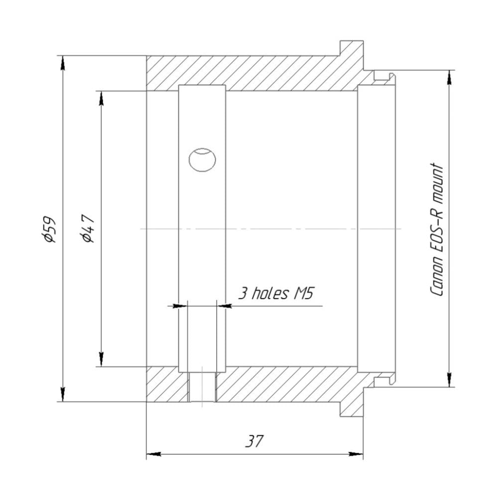 OCT-18 lens to Canon EOS-R camera mount adapter, simple