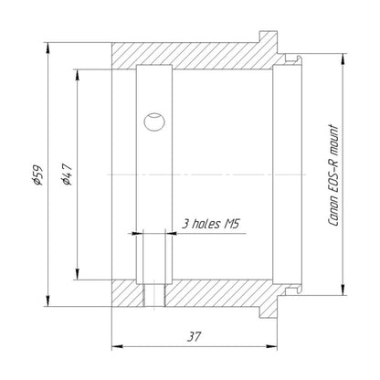 OCT-18 lens to Canon EOS-R camera mount adapter, simple
